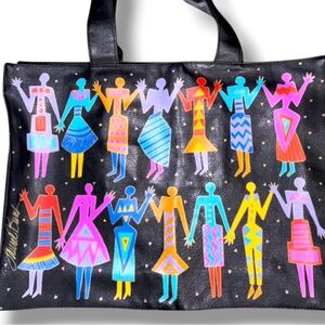 Laurel Burch Join Hands Fashion Models Tote Bag Art Print Zip Top Shopper